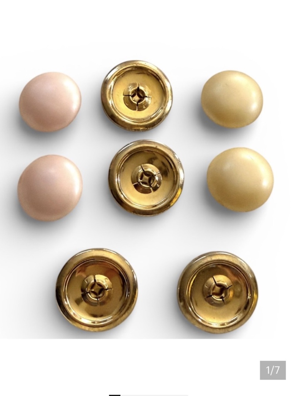 Vintage Coro snap interchangeable clip-on earrings gold tone pink & cream